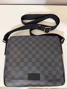 Louis Vuitton Unisex Black Checkered Crossbody Messenger Bag